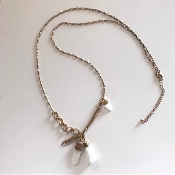 Gold tone charm white necklace - Picture 2 of 2